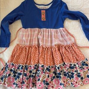 Cheeky Plum Blue and Pink Floral Kids Dress